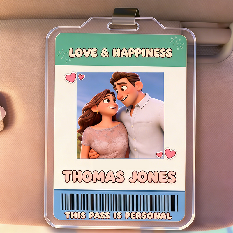 Personalized Couple Photo Drive Safe Car Visor Clip Valentines Day Gift for Him Her