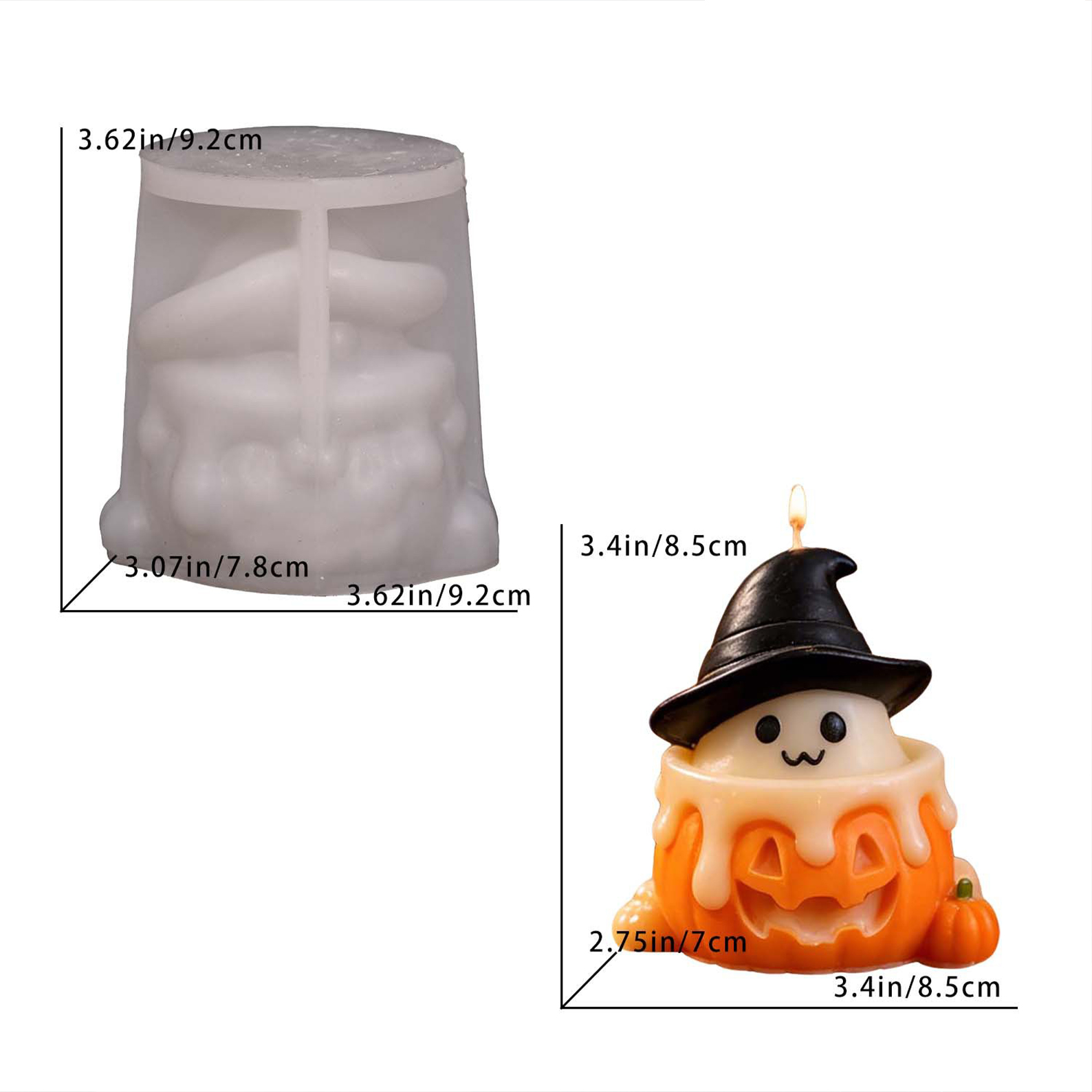 Pumpkin Cup Ghost Scented Candle Mold Cute Halloween Ghost Decoration Silicone Mold