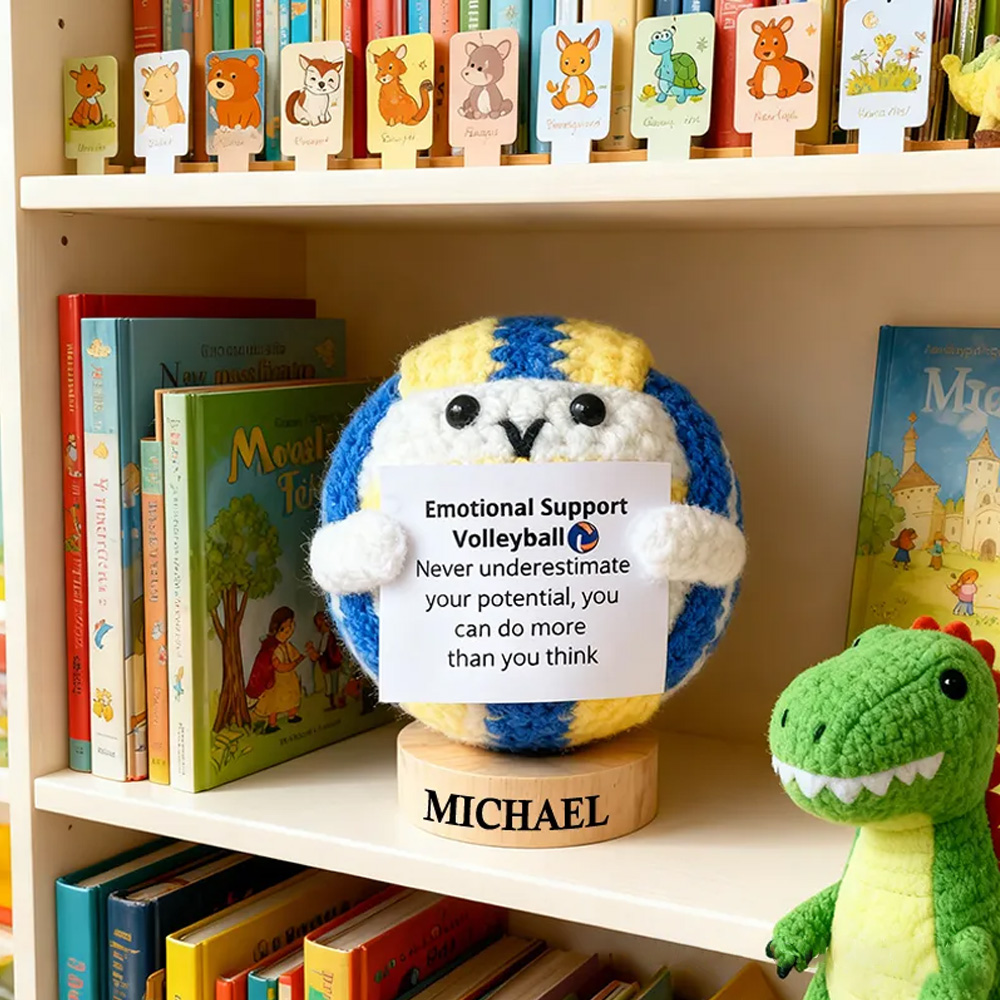 Personalized Crochet Volleyball Plush with Motivational Message and Name Cheer Up Gift For Volleyball Team Player