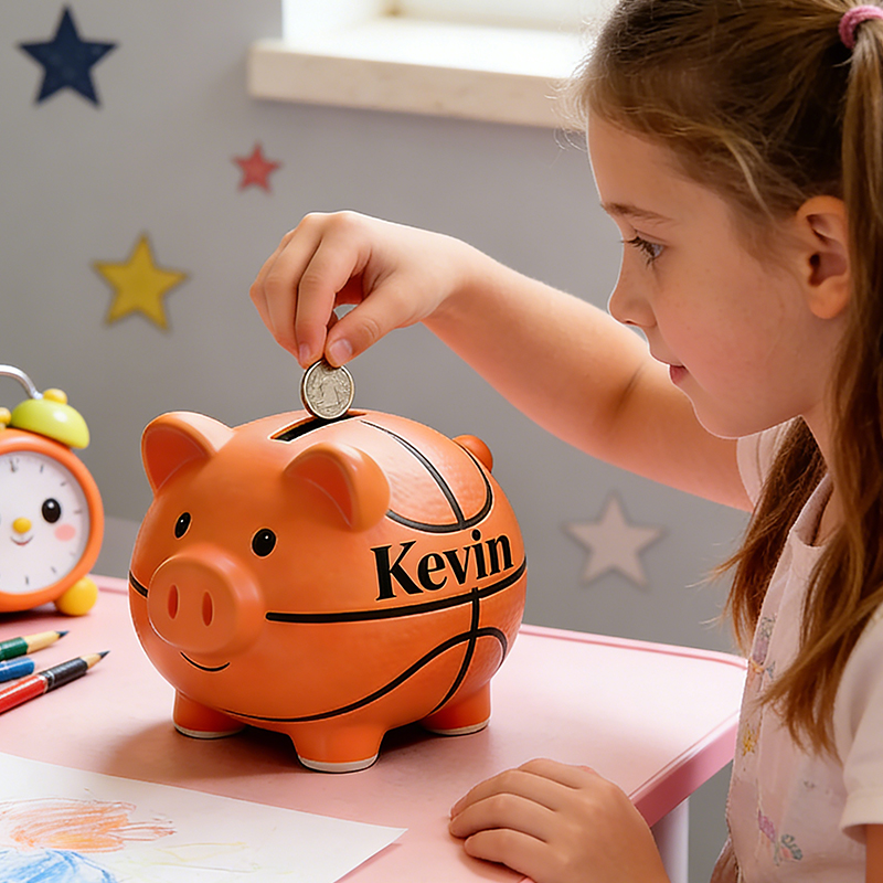 Personalized Basketball Piggy Bank with Custom Name Perfect for Kids