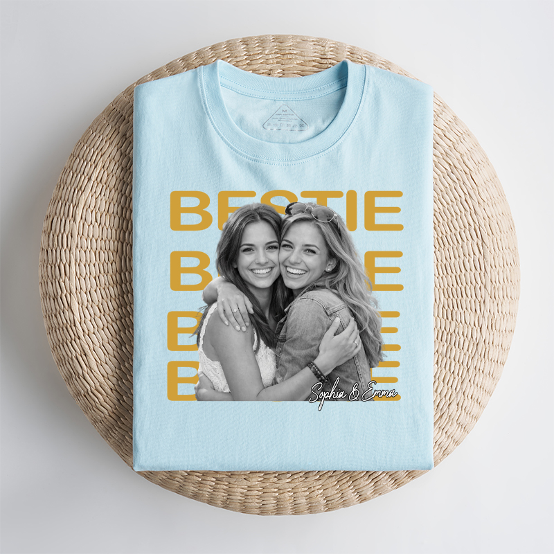 Personalized Bestie T-Shirt Bestie Custom Photo and Name Gift for Friend