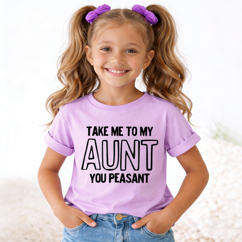 Take Me To My Aunt Peasant Toddler Pullover Sweatshirt Funny Vintage Kids Natural Sweatshirt Minimalist I Love My Aunt Natural Toddler Tee