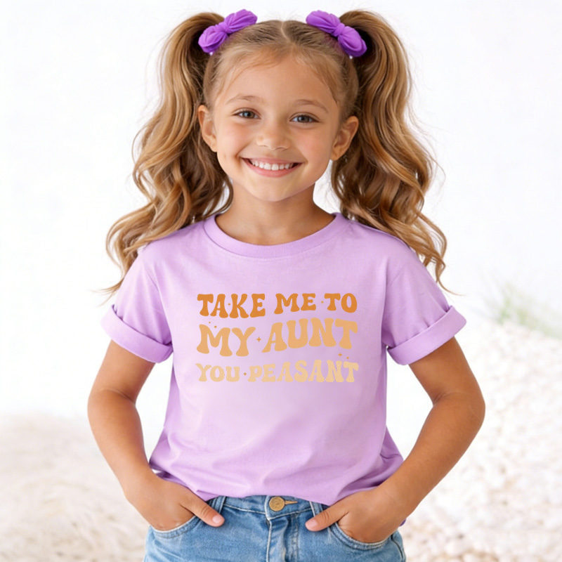 Take Me To My Aun Toddler Pullover T-Shirt Funny Vintage Kids Natural T-Shirt Minimalist I Love My Aunt Natural Toddler Tee