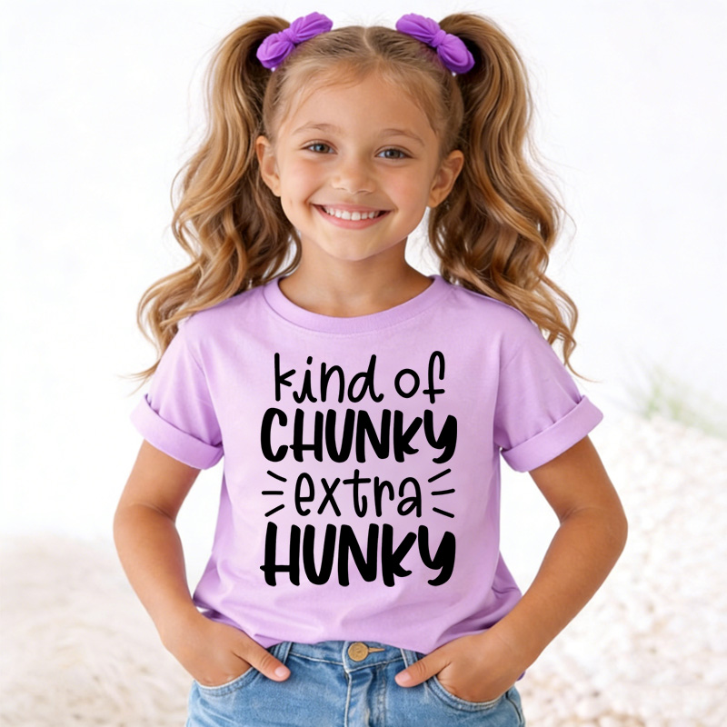 Kind of Chunky Extra Hunky Funny Kids T-Shirt Chunky Is the New Hunky Kids Tee Funny T-Shirt for Kids