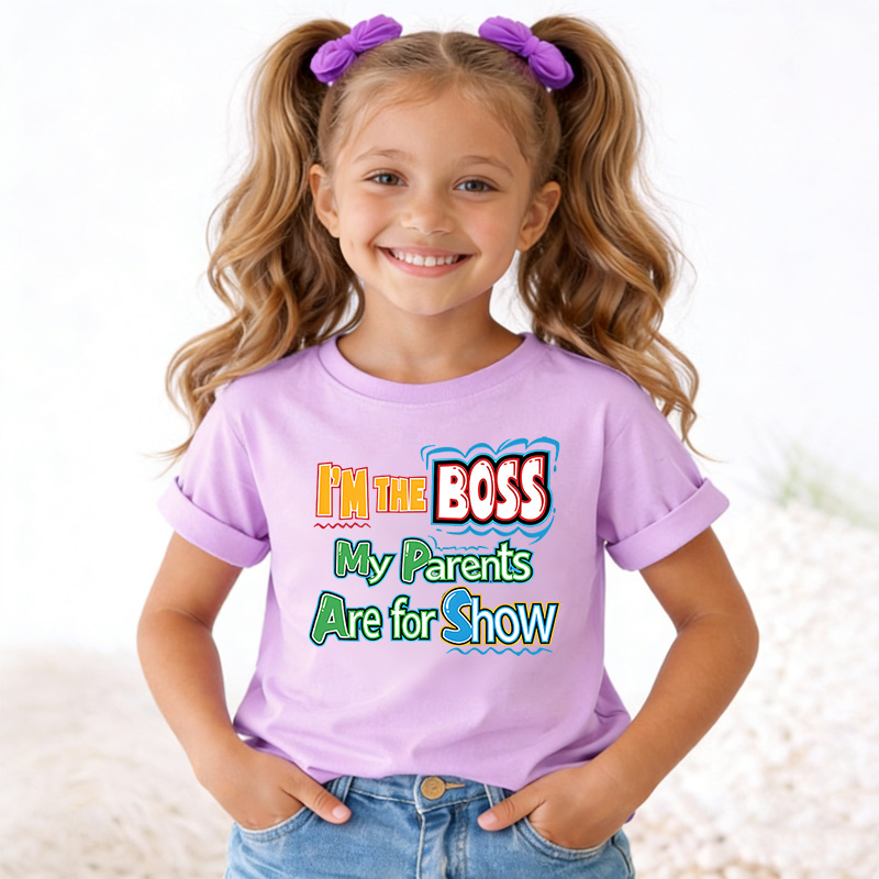 Funny Boss Quote Gift For Kids Cute Confident Saying Colorful Letters Family Humor Outfit Kid's T-Shirt