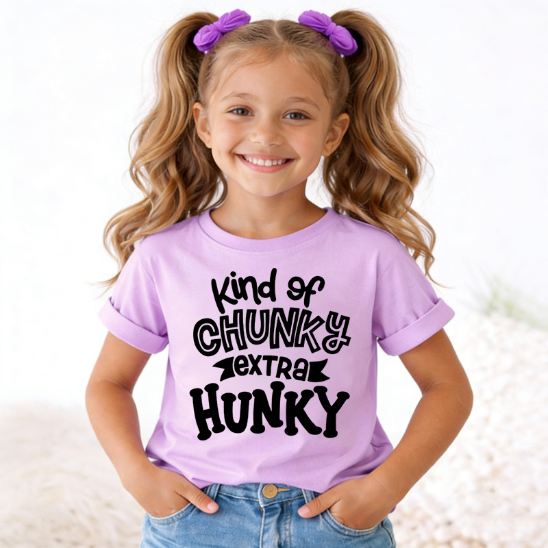 Kind Of Chunky Extra Hunky Kid's Shirt Cute Toddler Boy T-Shirt Chunky Is the New Hunky Kids Tee Funny T-Shirt for Kids