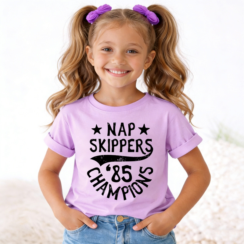 Nap Skippers Champion Funny Quote Gift For Kids Playful Toddler Humor Cute Outfit Kid's T-Shirt