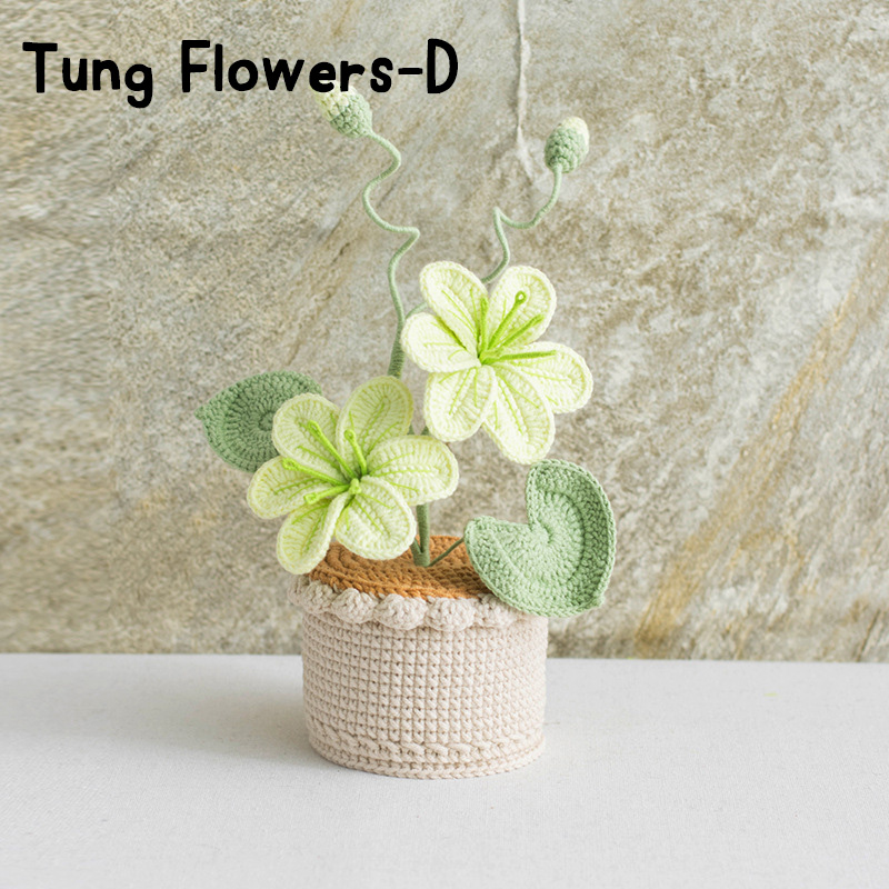 Handmade Crochet Sunflower Rose Lily Flower Pot Mother S Day Birthday Graduation Decor Cute Gift for Her Kid Girlfriend Friend Mom Grandma