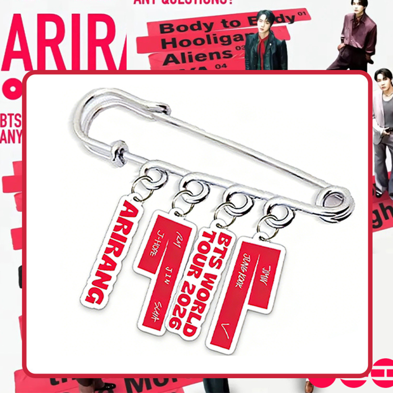 Personalized ARIRANG  World Tour 2026 Red Tag Safety Pin Brooch for ARMY