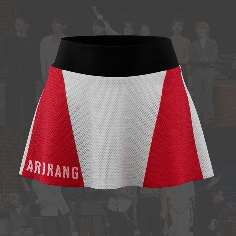 Personalized ARIRANG Red and White Mesh Skirt K-Pop Fan Apparel for Concert Wear