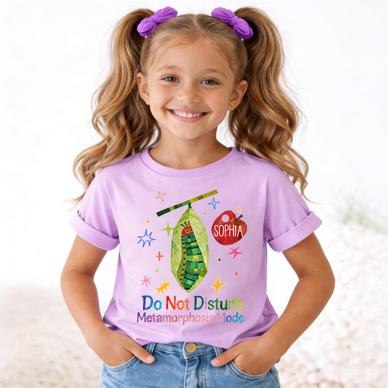 Kids Caterpillar to Butterfly Metamorphosis T Shirt Cute Life Cycle Graphic Tee for Boys Girls Elementary School Graduation Gift