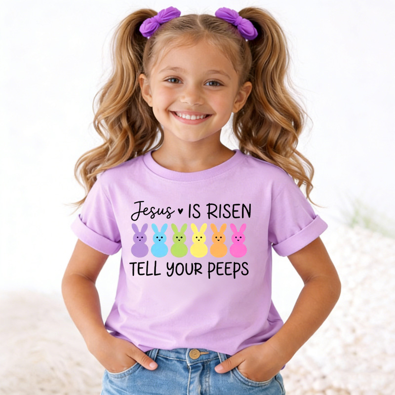 Jesus Is Risen Tell Your Peeps Shirt Funny Easter Kids Shirt Easter Tee Religious Kids Shirt Cute Baseball Shirt