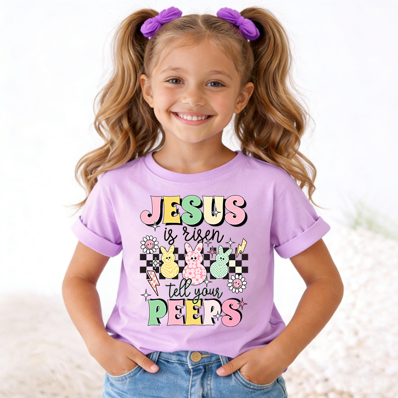 Jesus Is Risen Tell Your Peeps Easter Jesus Kid Cute Bunny Peep Easter Toddler Christian Kids Gift He Is Risen Easter Day Gift 