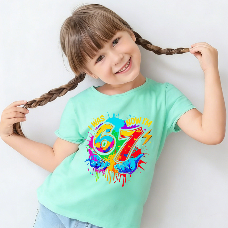 I Was 6 Now I Am 7 Shirt Kids 7th Birthday Meme Tshirt Colorful Six Seven Shirt Viral Birthday Shirt Toddler Birthday Gift