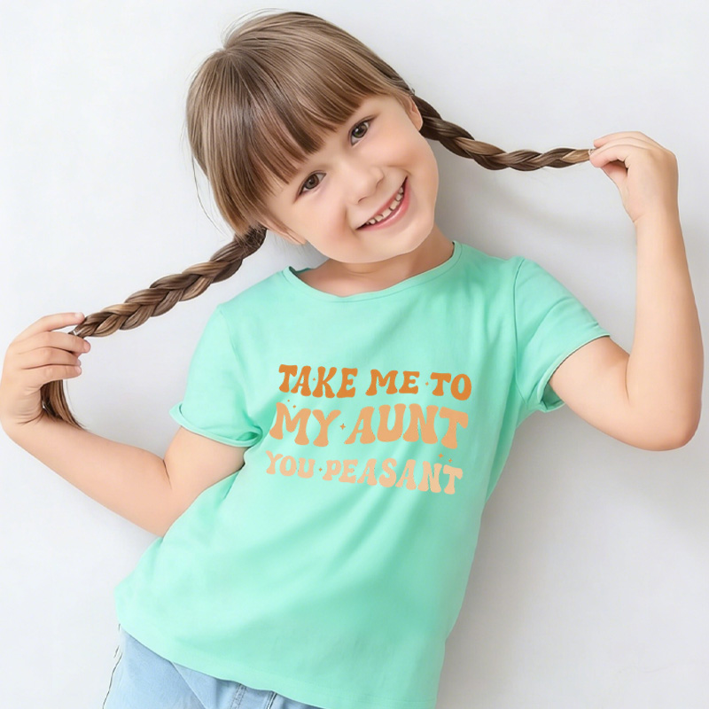 Take Me To My Aun Toddler Pullover T-Shirt Funny Vintage Kids Natural T-Shirt Minimalist I Love My Aunt Natural Toddler Tee