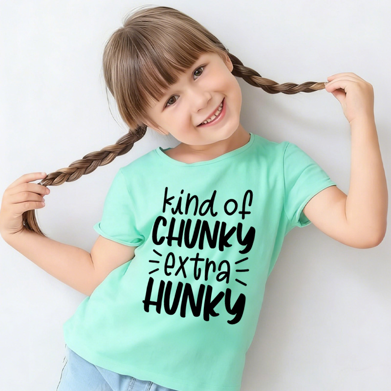 Kind of Chunky Extra Hunky Funny Kids T-Shirt Chunky Is the New Hunky Kids Tee Funny T-Shirt for Kids