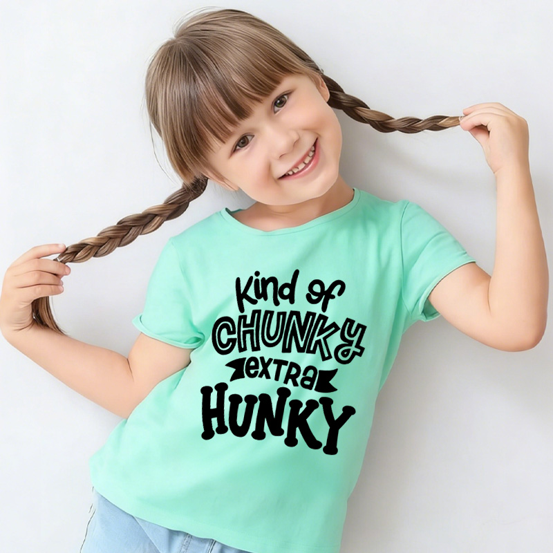 Kind Of Chunky Extra Hunky Kid's Shirt Cute Toddler Boy T-Shirt Chunky Is the New Hunky Kids Tee Funny T-Shirt for Kids
