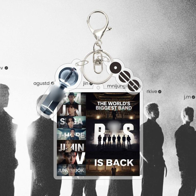 Personalized K-pop Photo Acrylic Keychain with Army Bomb Charm Kpop Fan Gift