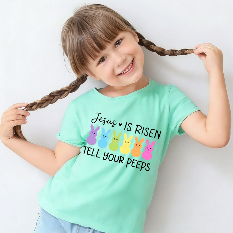 Jesus Is Risen Tell Your Peeps Shirt Funny Easter Kids Shirt Easter Tee Religious Kids Shirt Cute Baseball Shirt