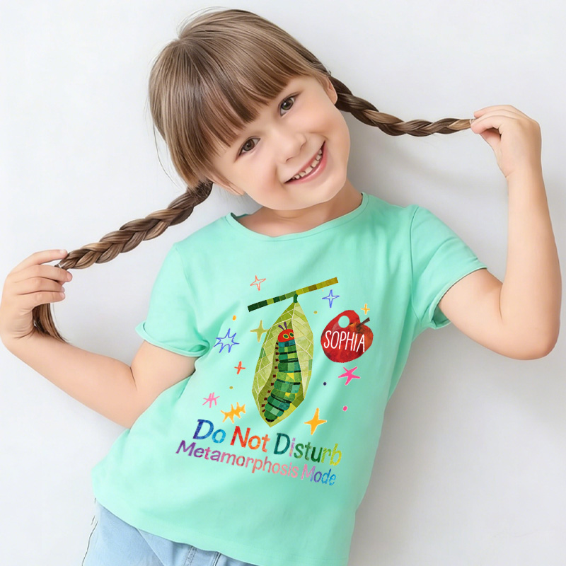 Kids Caterpillar to Butterfly Metamorphosis T Shirt Cute Life Cycle Graphic Tee for Boys Girls Elementary School Graduation Gift