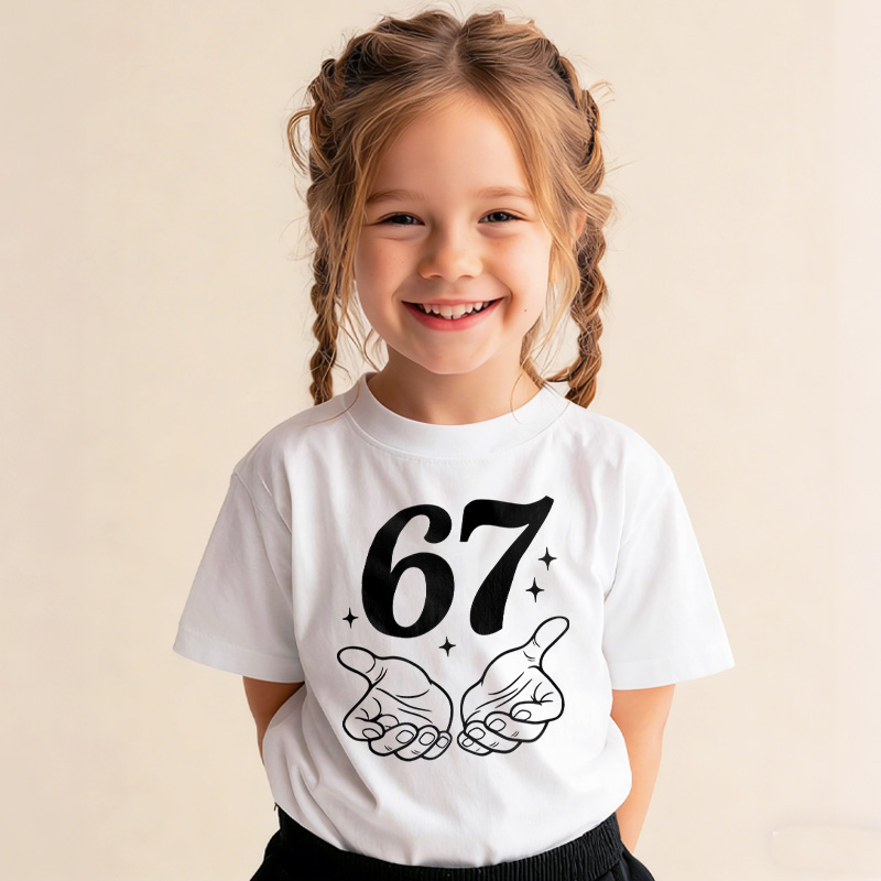 67 Shirt with Name Funny 7th Turning Seven Meme Birthday Gift for Kids Teen Girl Gift
