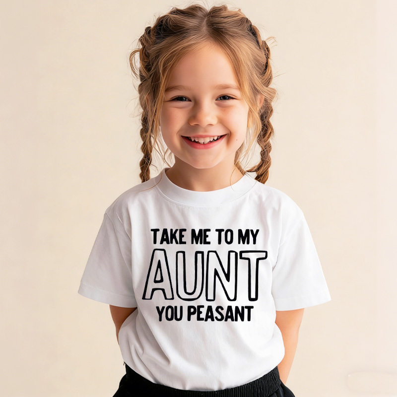 Take Me To My Aunt Peasant Toddler Pullover Sweatshirt Funny Vintage Kids Natural Sweatshirt Minimalist I Love My Aunt Natural Toddler Tee