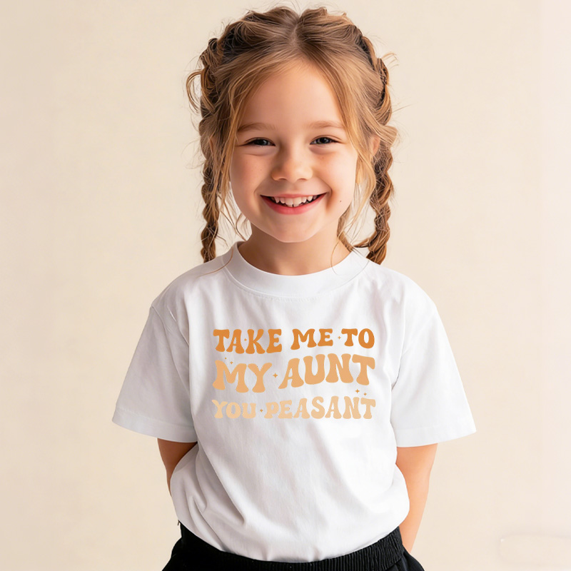 Take Me To My Aun Toddler Pullover T-Shirt Funny Vintage Kids Natural T-Shirt Minimalist I Love My Aunt Natural Toddler Tee