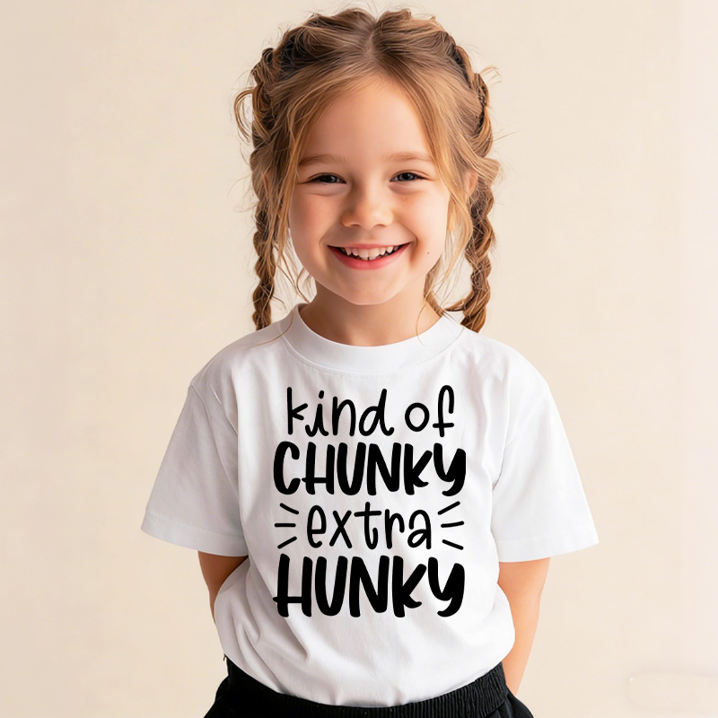 Kind of Chunky Extra Hunky Funny Kids T-Shirt Chunky Is the New Hunky Kids Tee Funny T-Shirt for Kids