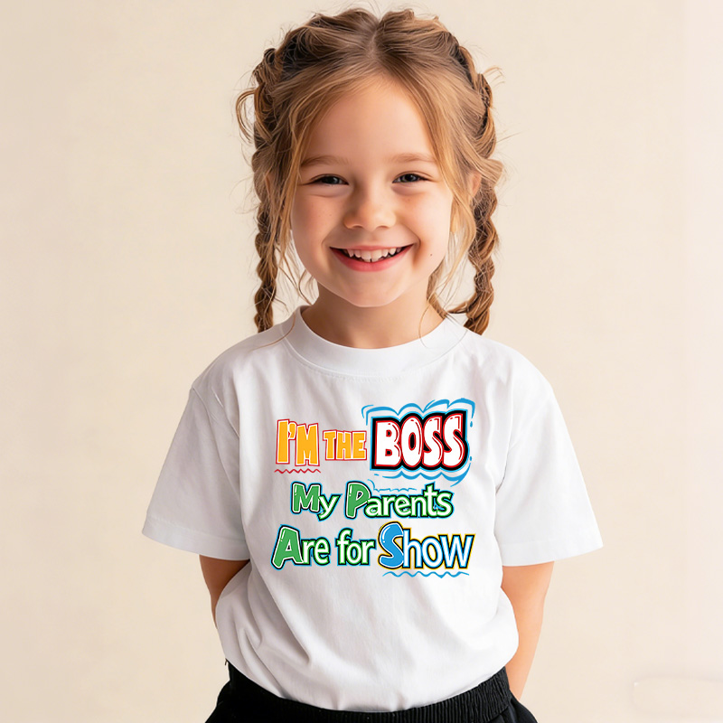 Funny Boss Quote Gift For Kids Cute Confident Saying Colorful Letters Family Humor Outfit Kid's T-Shirt