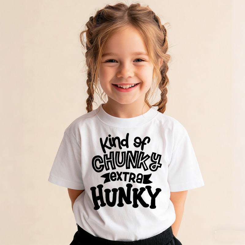 Kind Of Chunky Extra Hunky Kid's Shirt Cute Toddler Boy T-Shirt Chunky Is the New Hunky Kids Tee Funny T-Shirt for Kids