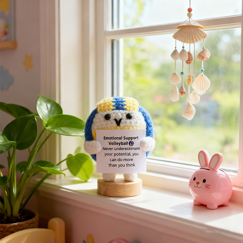 Personalized Crochet Volleyball Plush with Motivational Message and Name Cheer Up Gift For Volleyball Team Player