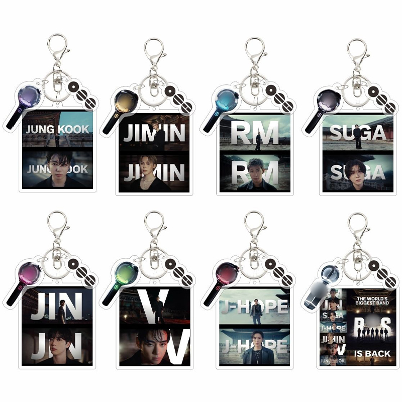 Personalized K-pop Photo Acrylic Keychain with Army Bomb Charm Kpop Fan Gift