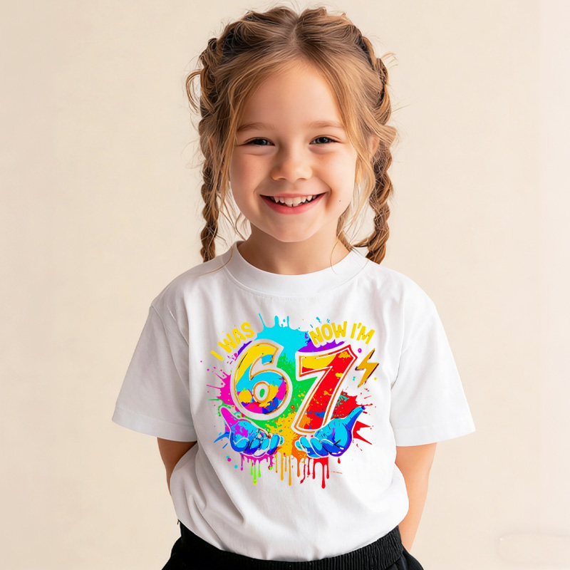 I Was 6 Now I Am 7 Shirt Kids 7th Birthday Meme Tshirt Colorful Six Seven Shirt Viral Birthday Shirt Toddler Birthday Gift