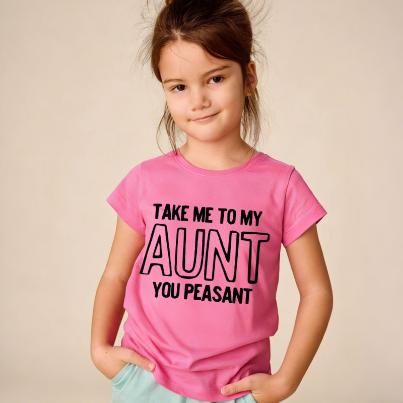 Take Me To My Aunt Peasant Toddler Pullover Sweatshirt Funny Vintage Kids Natural Sweatshirt Minimalist I Love My Aunt Natural Toddler Tee