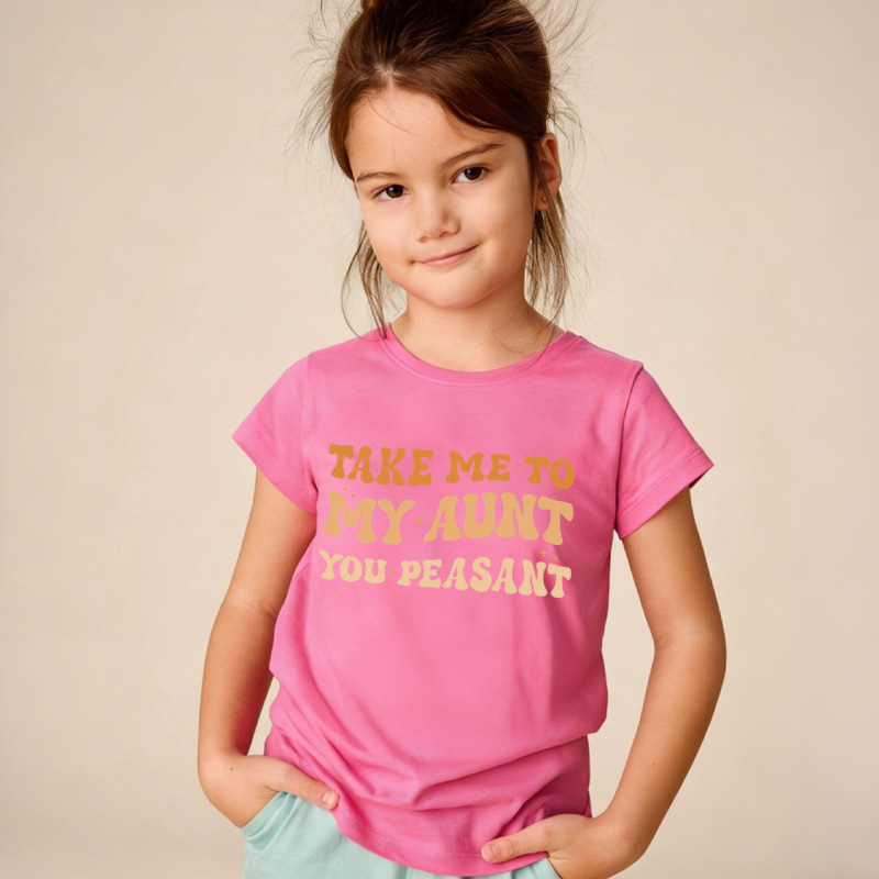 Take Me To My Aun Toddler Pullover T-Shirt Funny Vintage Kids Natural T-Shirt Minimalist I Love My Aunt Natural Toddler Tee