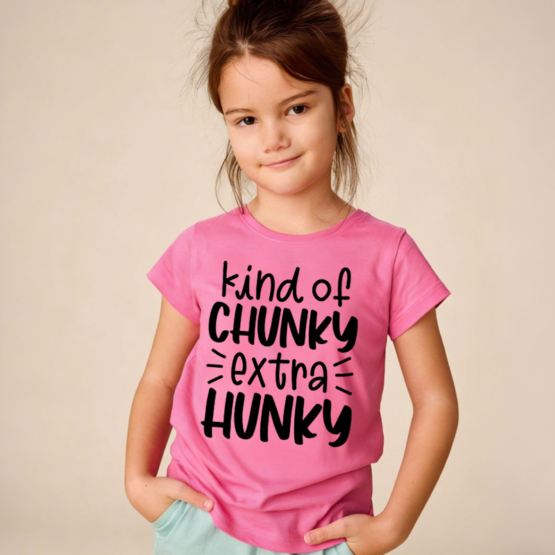 Kind of Chunky Extra Hunky Funny Kids T-Shirt Chunky Is the New Hunky Kids Tee Funny T-Shirt for Kids