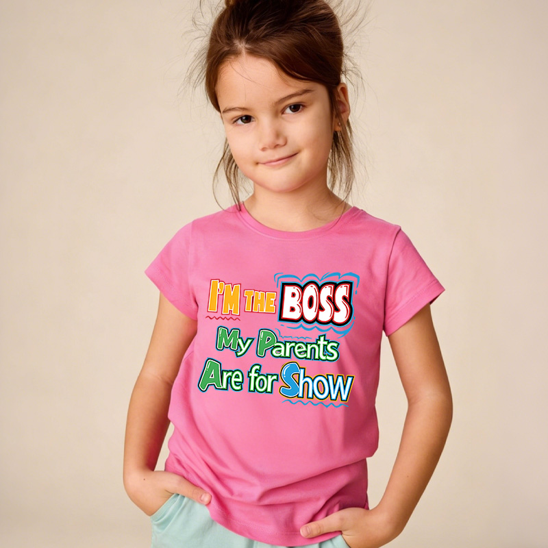 Funny Boss Quote Gift For Kids Cute Confident Saying Colorful Letters Family Humor Outfit Kid's T-Shirt