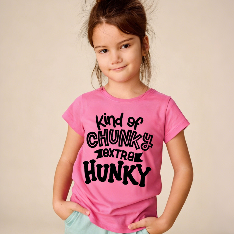 Kind Of Chunky Extra Hunky Kid's Shirt Cute Toddler Boy T-Shirt Chunky Is the New Hunky Kids Tee Funny T-Shirt for Kids