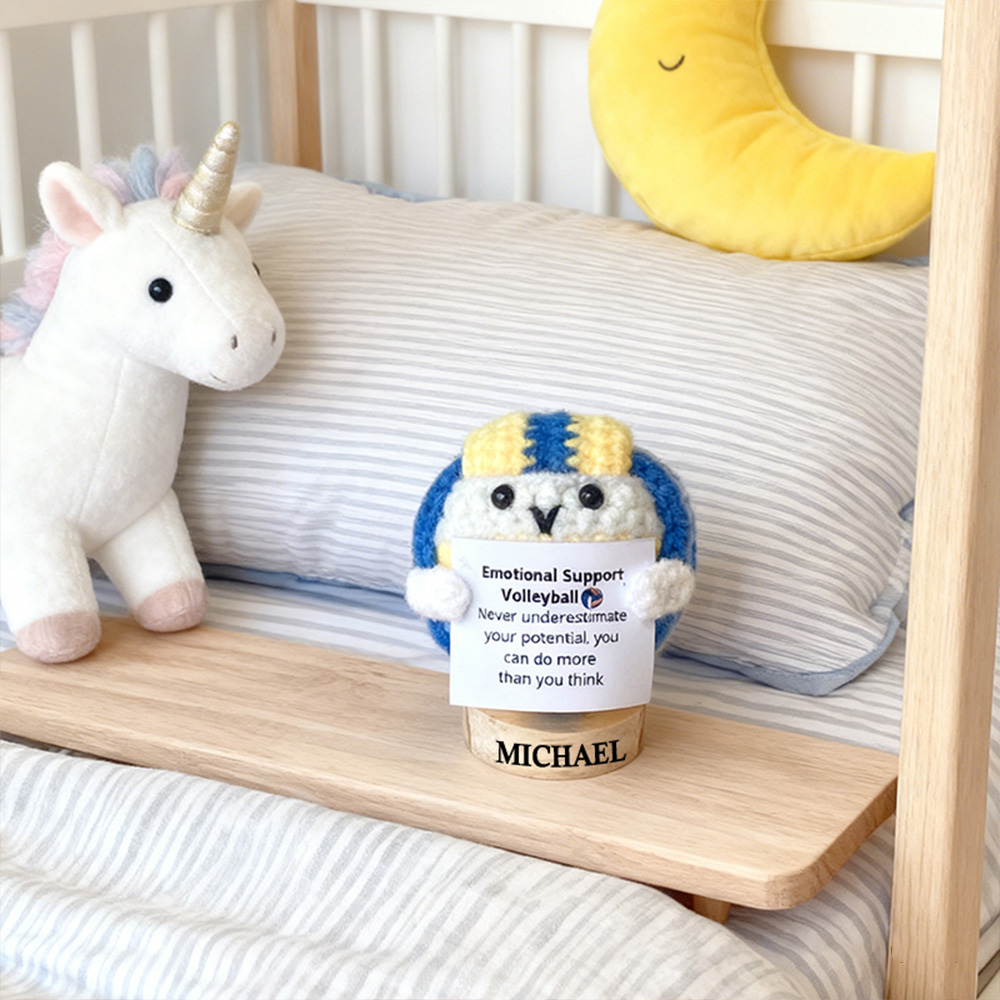 Personalized Crochet Volleyball Plush with Motivational Message and Name Cheer Up Gift For Volleyball Team Player