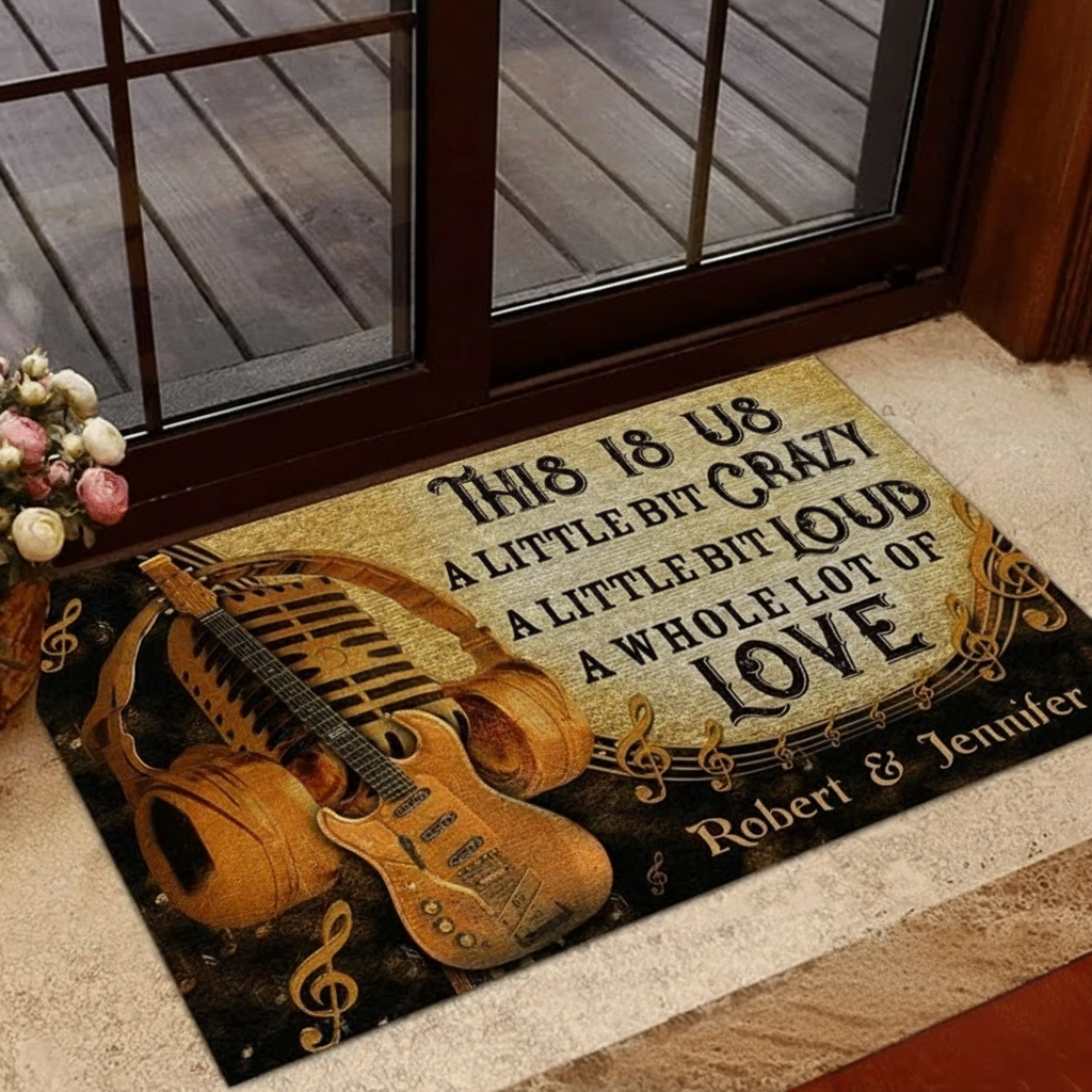 Personalized Guitar This is Us a Little Bit Crazy Customized Doormat