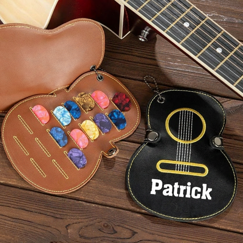 Personalized Guitar Pick Bag Perfect Gift for Guitar Player Custom PU Leather Guitar Bag Music Lover Gift Guitar Picks Holder