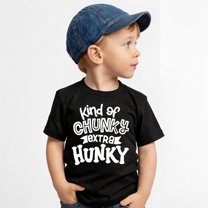 Kind Of Chunky Extra Hunky Kid's Shirt Cute Toddler Boy T-Shirt Chunky Is the New Hunky Kids Tee Funny T-Shirt for Kids