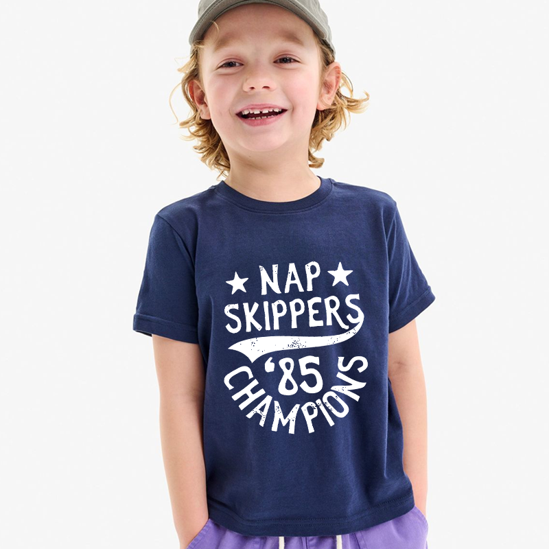 Nap Skippers Champion Funny Quote Gift For Kids Playful Toddler Humor Cute Outfit Kid's T-Shirt