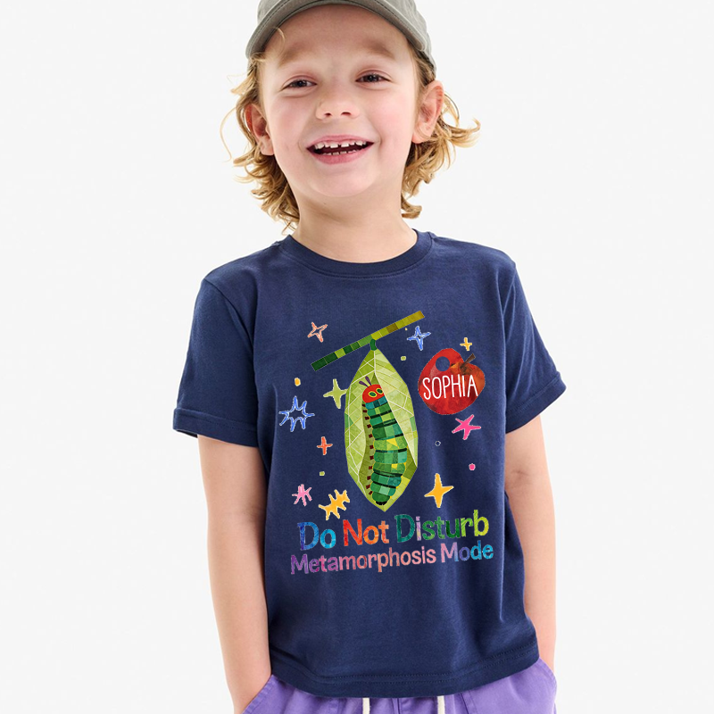 Kids Caterpillar to Butterfly Metamorphosis T Shirt Cute Life Cycle Graphic Tee for Boys Girls Elementary School Graduation Gift