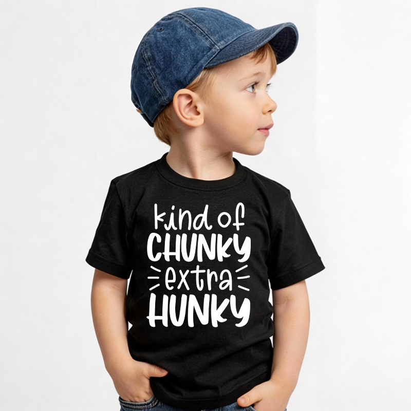 Kind of Chunky Extra Hunky Funny Kids T-Shirt Chunky Is the New Hunky Kids Tee Funny T-Shirt for Kids