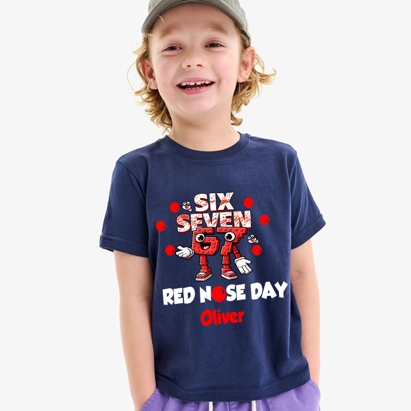 Personalized Red Nose Day Funny Clown Face Gift For Kids Charity Event Celebration Cute Outfit Kid's T-Shirt