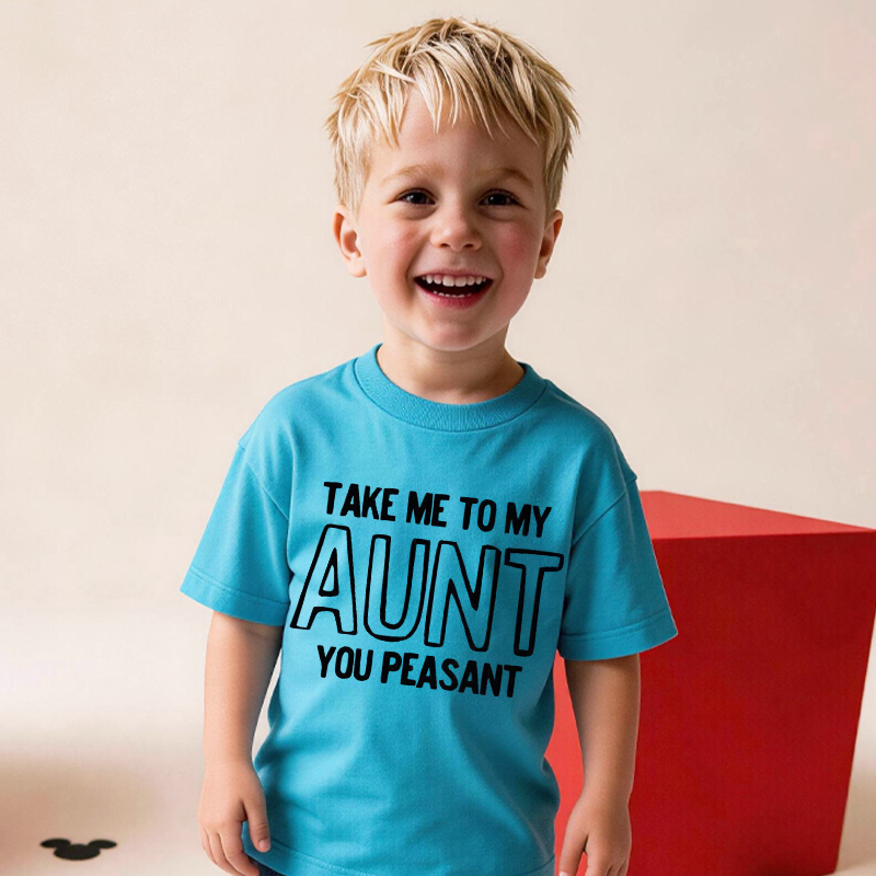 Take Me To My Aunt Peasant Toddler Pullover Sweatshirt Funny Vintage Kids Natural Sweatshirt Minimalist I Love My Aunt Natural Toddler Tee