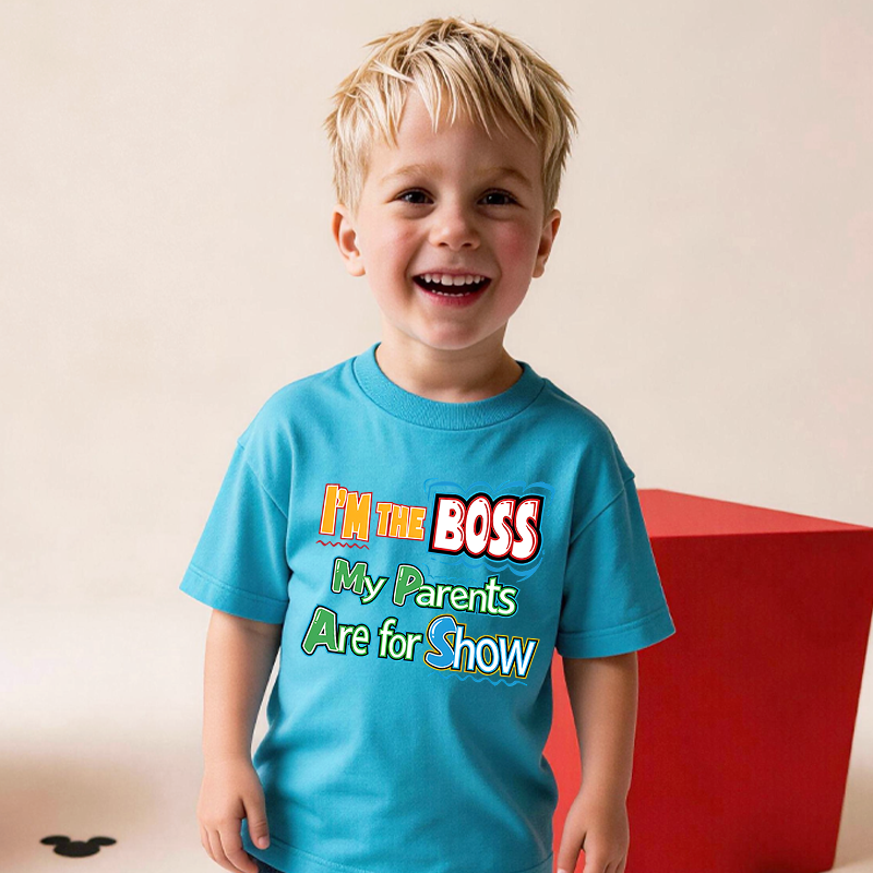 Funny Boss Quote Gift For Kids Cute Confident Saying Colorful Letters Family Humor Outfit Kid's T-Shirt