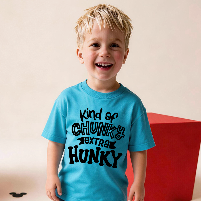 Kind Of Chunky Extra Hunky Kid's Shirt Cute Toddler Boy T-Shirt Chunky Is the New Hunky Kids Tee Funny T-Shirt for Kids