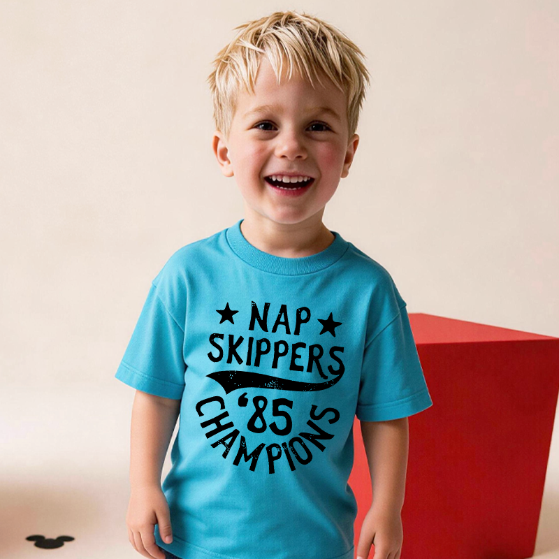 Nap Skippers Champion Funny Quote Gift For Kids Playful Toddler Humor Cute Outfit Kid's T-Shirt